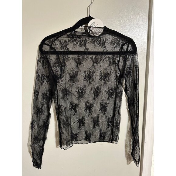 Tops - Black Long sleeve sheer top - size Medium  - NWT